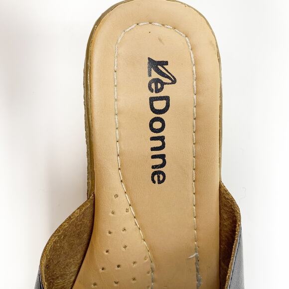 Le Donne Black Slip On Slide Sandals - Picture 2 of 8